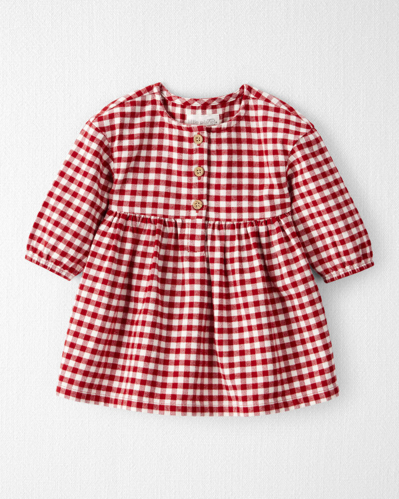 Baby Girl Organic Cotton Flannel Dress, image 1 of 7 slides