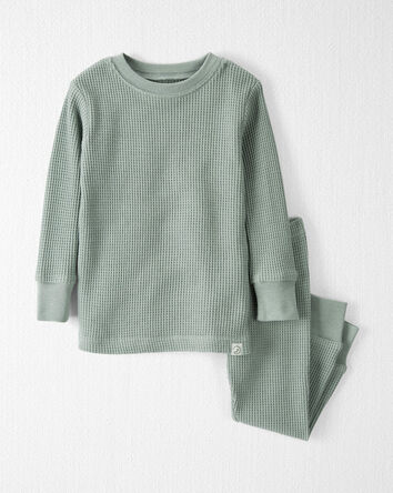 Baby Waffle Knit Pajamas Set Made with Organic Cotton in Sage Pond, 