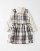 Baby 2-Piece Organic Cotton Herringbone Dress Set in Plaid, image 2 of 7 slides