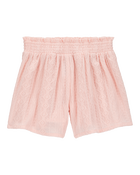 Kid Pull-On Smocked Shorts - Pink, image 2 of 5 slides