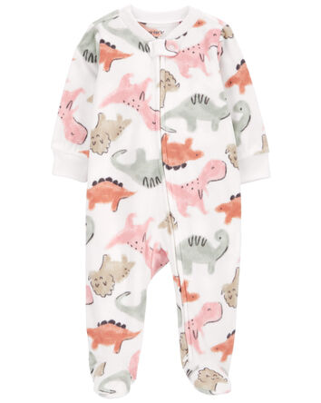 Baby Dinosaur Fleece Zip-Up Footie Sleep & Play Pajamas, 