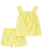 Kid 2-Piece Lemon Loose Fit Pajama Set, image 1 of 2 slides