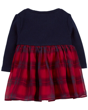 Baby Long-Sleeve Plaid Dress, 