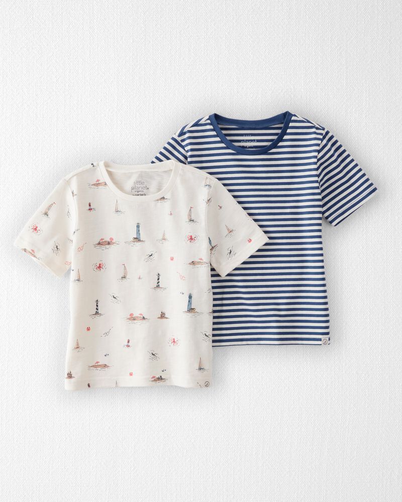 Toddler 2-Pack Organic Cotton Coastal Knit Tees, image 1 of 5 slides