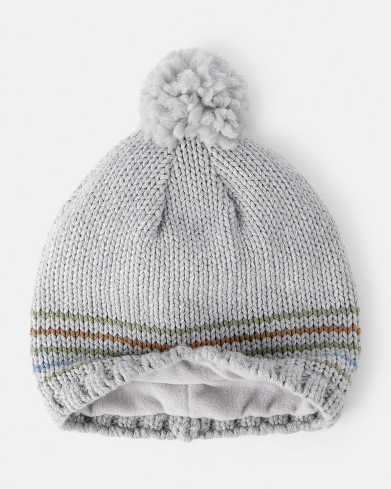 Toddler Boy Winter Hat - Grey, image 2 of 3 slides