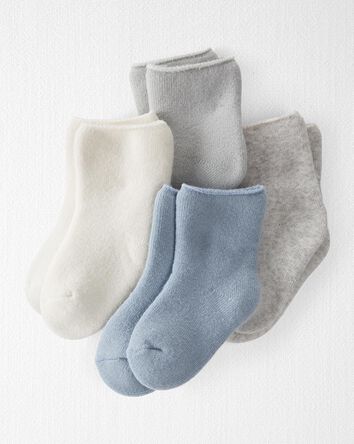 Baby 4-Pack Organic Cotton Terry Socks, 