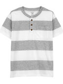 Grey/White - Kid Striped Jersey Henley