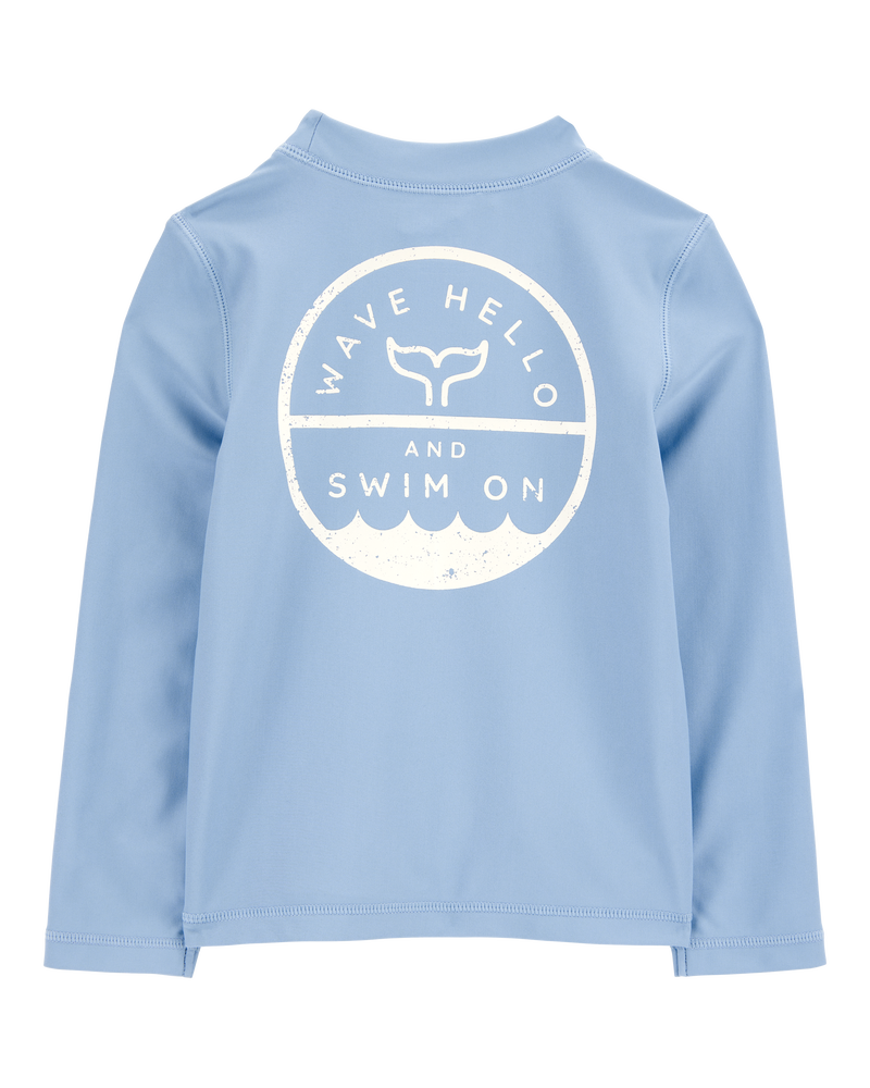 Toddler Boy Whale Long Sleeve Rashguard - Blue, image 2 of 5 slides
