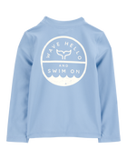 Toddler Boy Whale Long Sleeve Rashguard - Blue, image 2 of 5 slides