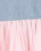 Baby Denim Shirt Dress With Tulle Skirt, image 3 of 4 slides
