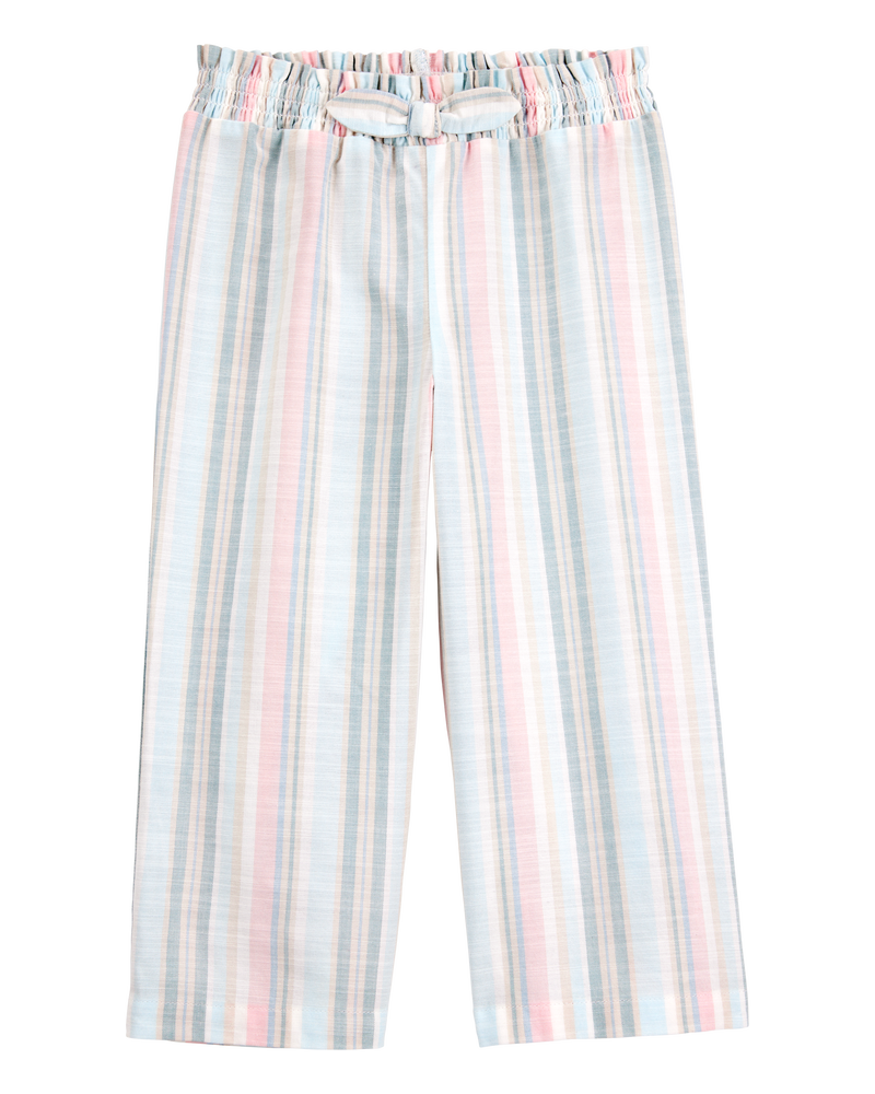 Toddler Girl Striped Linen Look-Alike Tie-Waist Pants, image 1 of 6 slides