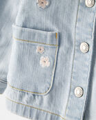 Baby Girl Embroidered Long-Sleeve Denim Jacket - Blue, image 2 of 4 slides