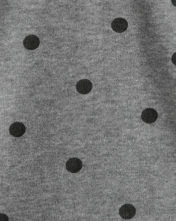 Baby Girl Flutter-Sleeve Polka Dot Long-Sleeve Top - Grey, 