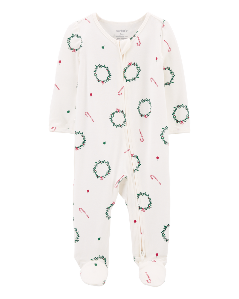 Baby Christmas Zip-Up PurelySoft Sleep & Play Pajamas, image 1 of 7 slides