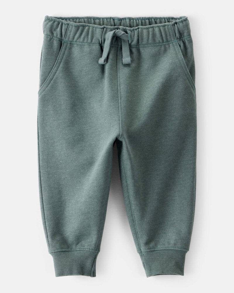 Baby Boy Solid Fleece Cotton Jogger - Green, image 1 of 4 slides