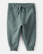 Baby Boy Solid Fleece Cotton Jogger - Green, image 1 of 4 slides