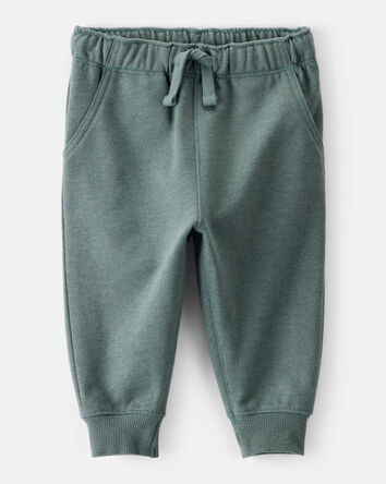 Baby Boy Solid Fleece Cotton Jogger - Green, 