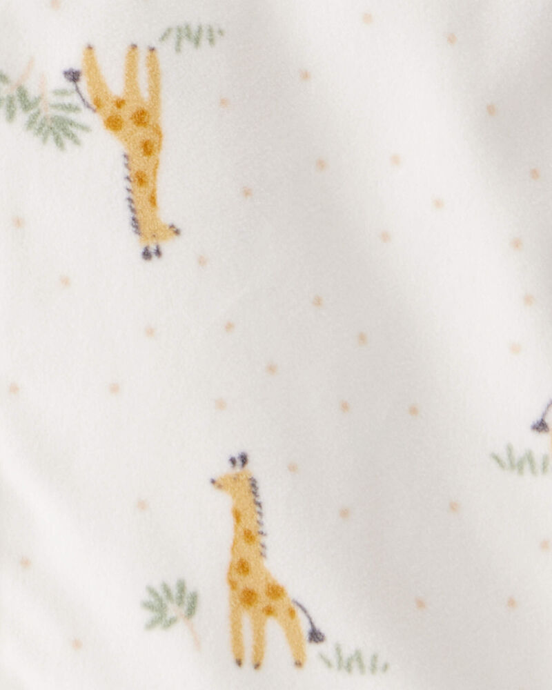 Baby Giraffe Print Long-Sleeve Wearable Blanket - White, image 3 of 4 slides