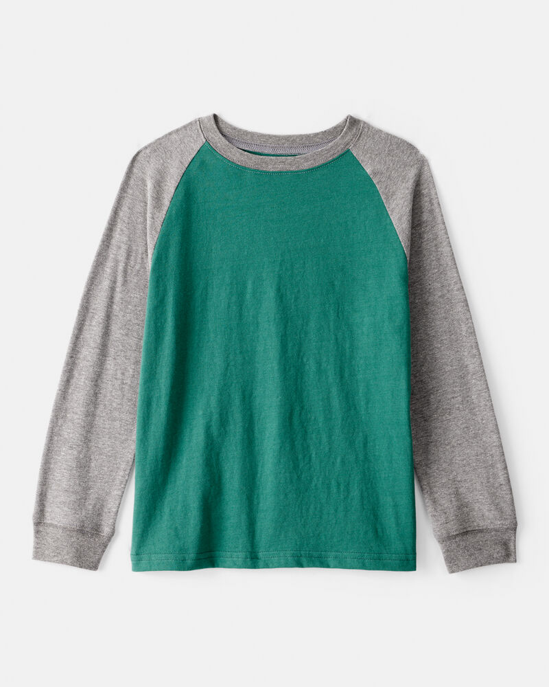 Boys Long-Sleeve Raglan Tee - Green, image 1 of 3 slides
