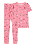 Kid Barbie Snug Fit Cotton 2-Piece Pajamas - Pink, image 1 of 3 slides