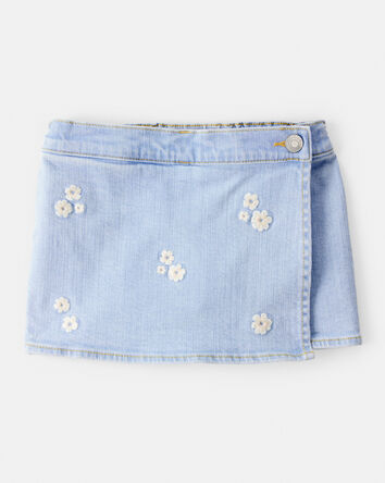 Toddler Girl Embroidered Denim Skort - Blue, 