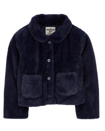 Kid Faux Fur Button-Front Jacket, 