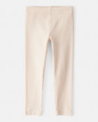 Toddler Girl Cotton Rib Pull-On Stretch Leggings - Cream, image 1 of 4 slides