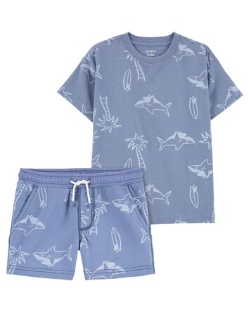 Baby 2-Piece Shark Tee & Pull-On French Terry Shorts Set
, 