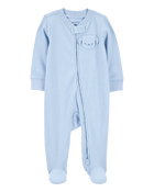 Baby 2-Pack  Ribbed 2-Way Zip Sleep & Play Pajamas - Blue/Green, image 4 of 8 slides