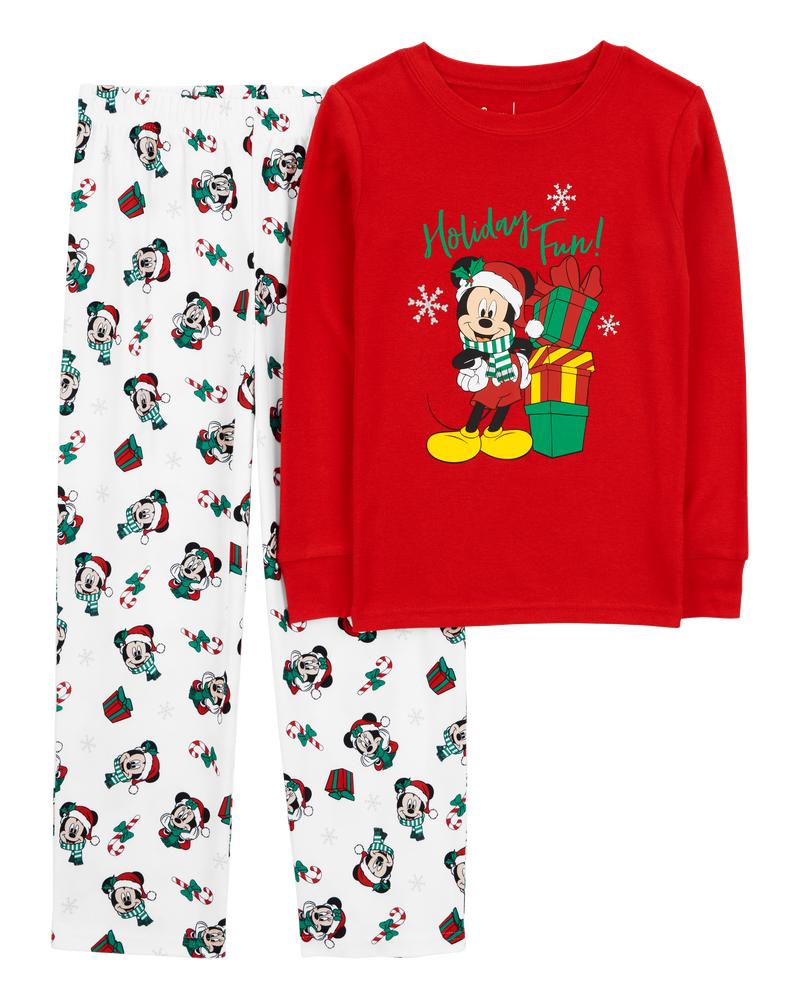 Kid 2-Piece Christmas Mickey Cotton & Fleece Pajamas, image 1 of 3 slides