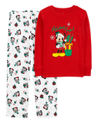 Kid 2-Piece Christmas Mickey Cotton & Fleece Pajamas, image 1 of 3 slides