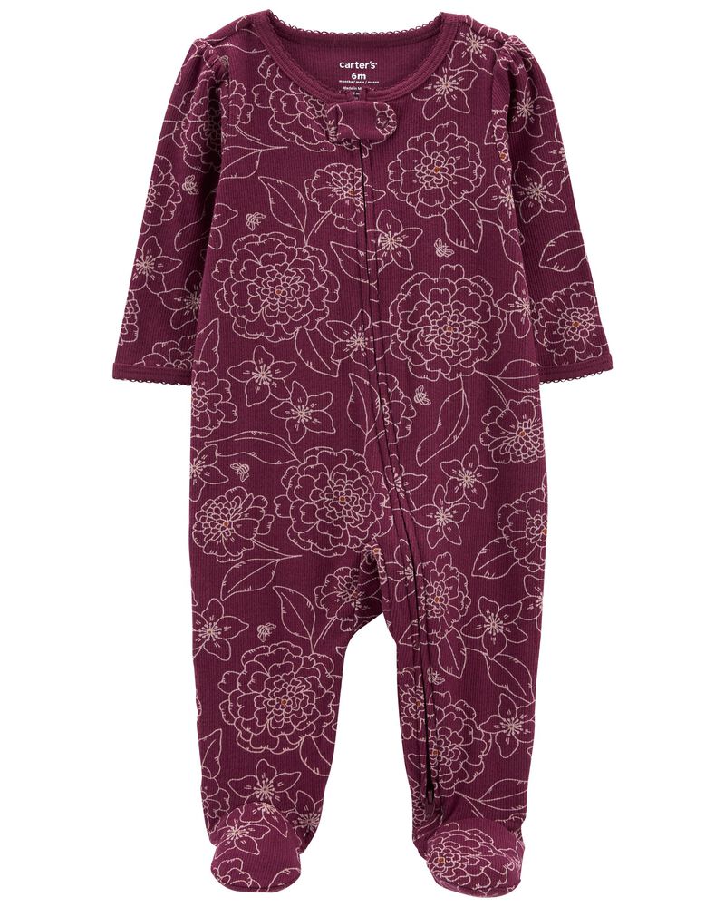 Baby 1-Piece Floral Sleep & Play Pajamas, image 1 of 4 slides