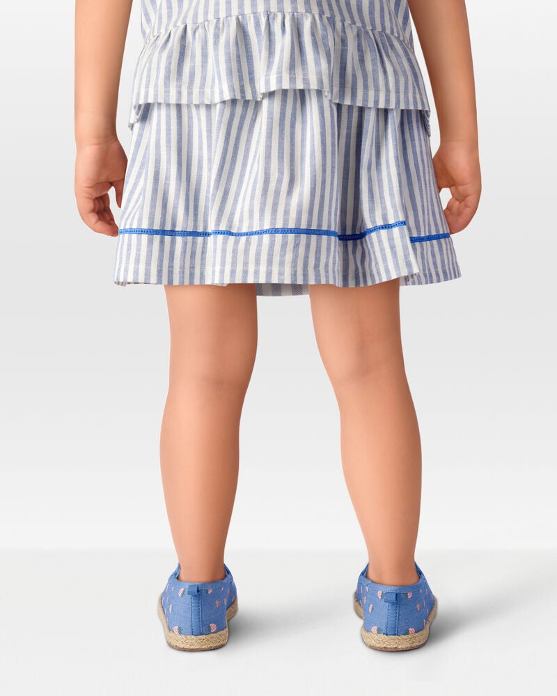 Toddler Striped Linen Look-Alike Pull-On Skort, image 3 of 6 slides