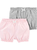 Pink/Grey - Baby 2-Pack Bubble Shorts