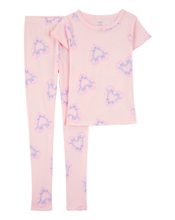 Girls 2-Piece Tie-Dye Hearts 100% Snug Fit Cotton Pajamas - Pink, 