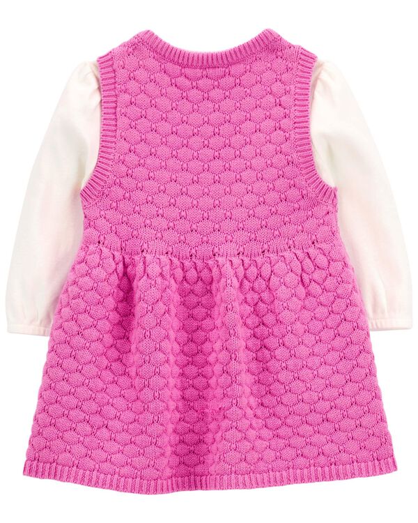 Pink/White Baby 2-Piece Bodysuit & Sweater Knit Dress Set | carters.com