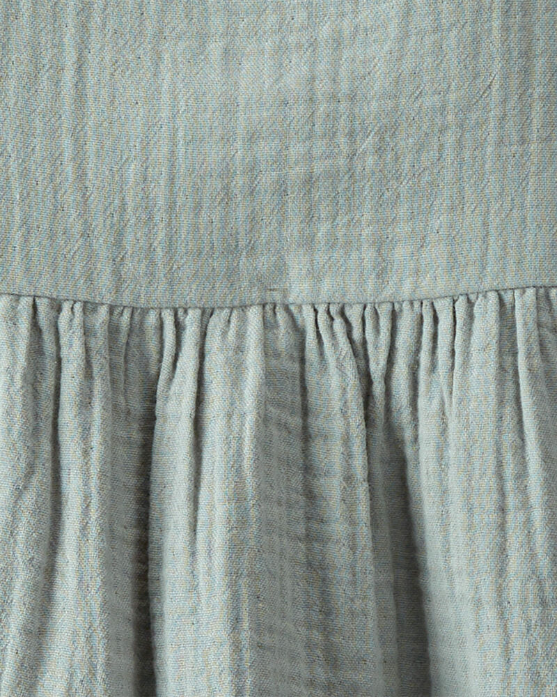 Toddler Organic Cotton Gauze Button-Front Dress in Sage Pond, image 4 of 5 slides