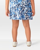 Toddler Floral Linen Look-Alike Pull-On Skort - Blue, image 3 of 6 slides