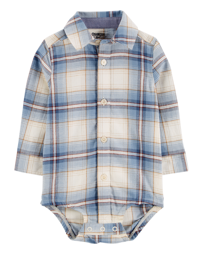 Baby Plaid Button-Front Bodysuit, image 2 of 4 slides