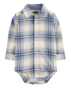 Baby Plaid Button-Front Bodysuit, image 2 of 4 slides