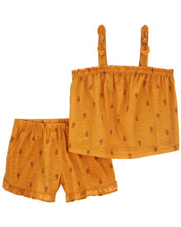 Kid 2-Piece Pineapple Loose Fit Pajama Set, 