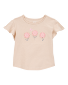 Baby Floral Short-Sleeve Top - Tan, image 1 of 3 slides