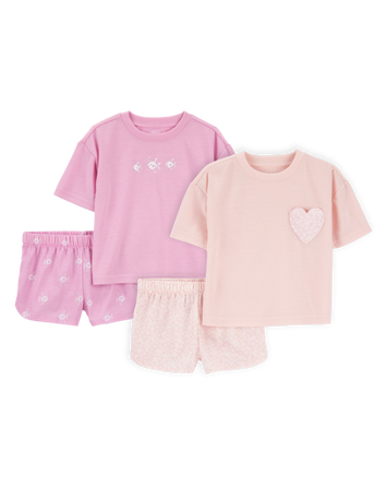 Toddler 4-Piece Loose Fit Pajamas - Pink/Purple, 