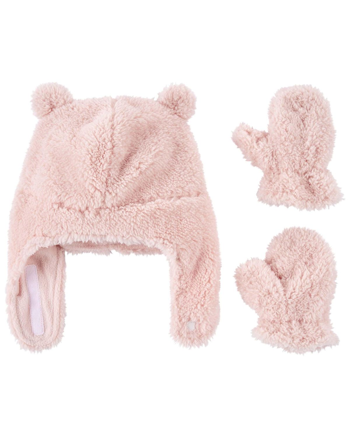 Pink Baby 2Pack Sherpa Hat & Mitten Set