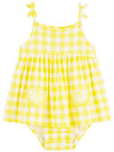 Yellow - Baby Lemon Gingham Sunsuit