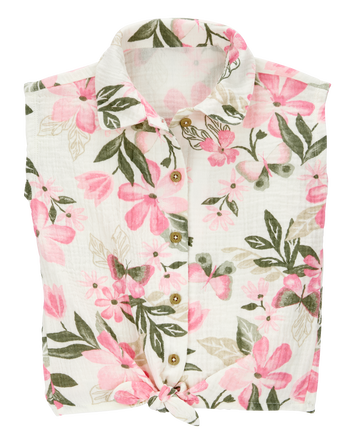 Baby Floral Sleeveless Fashion Top - Ivory, 
