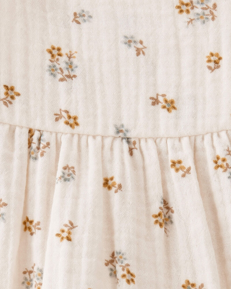 Baby Organic Cotton Floral Print Gauze Dress, image 5 of 6 slides