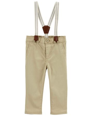 Baby Twill Suspender Pants, 