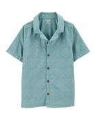 Kid Chevron Print Short-Sleeve Button-Down - Teal, image 1 of 4 slides