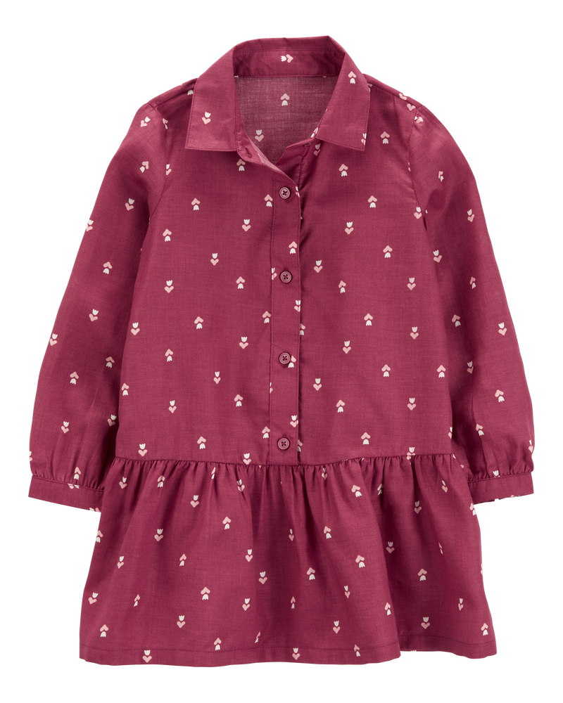 Toddler Long-Sleeve Shirt Peplum Dress, image 1 of 4 slides